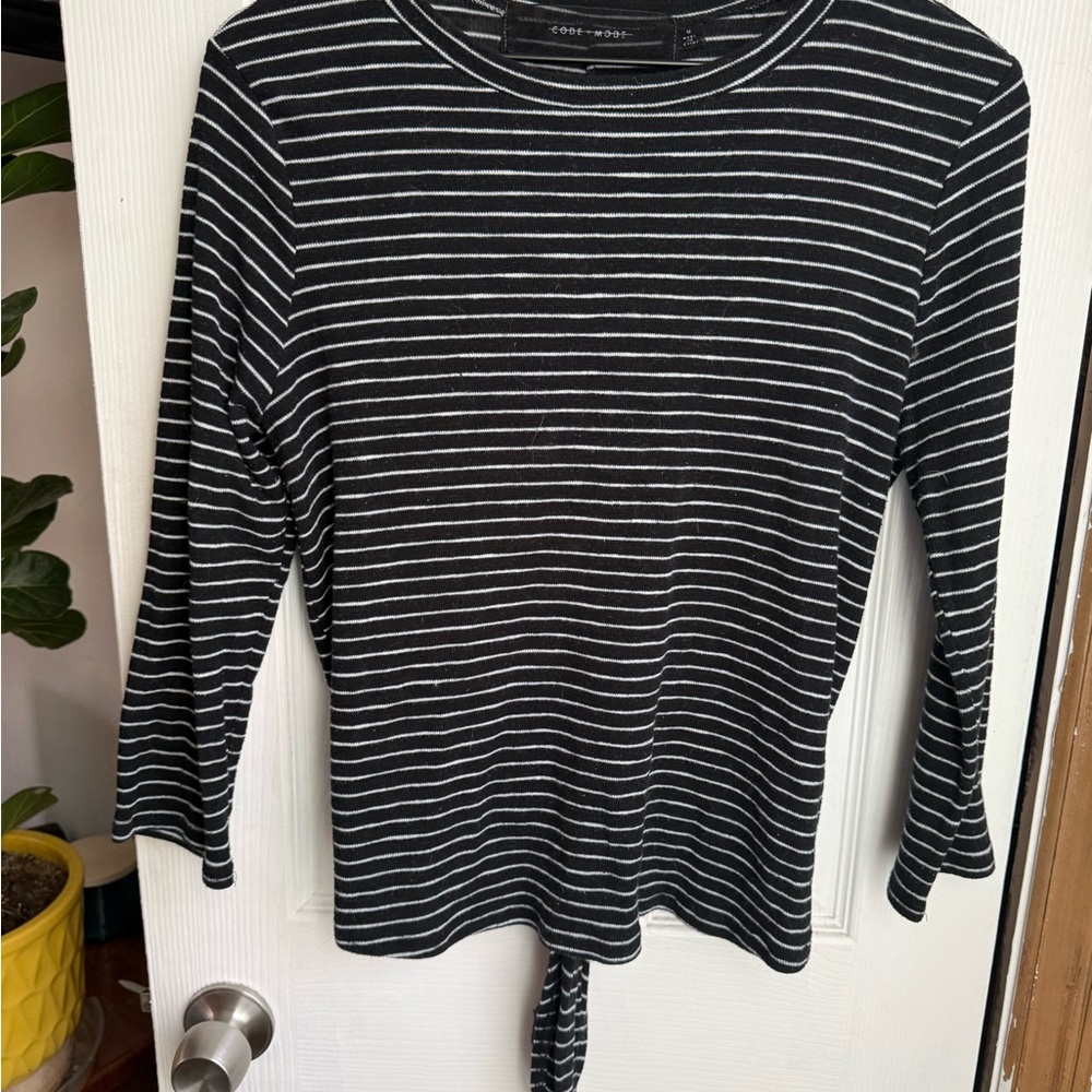 Code Mode Black and White Striped Women's Top